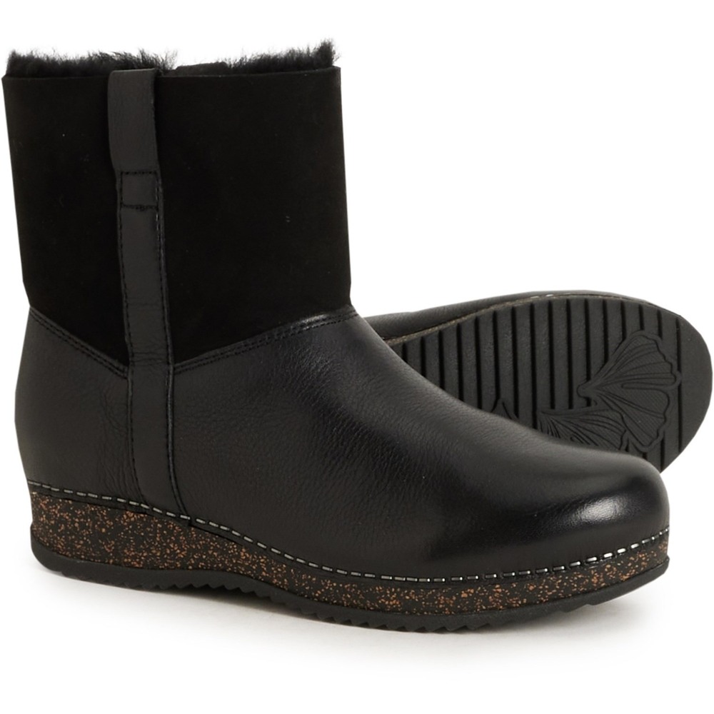 NEW‎ Dansko Women Boots Sz 38 US 7 - 7.5 McKenzie Shearling-Lined  Leather Black